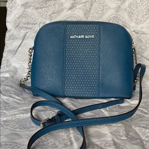 Michael Kors blue and silver crossbody bag